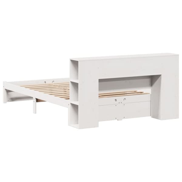 seng med reol uden madras 140x190 cm massivt fyrretræ hvid