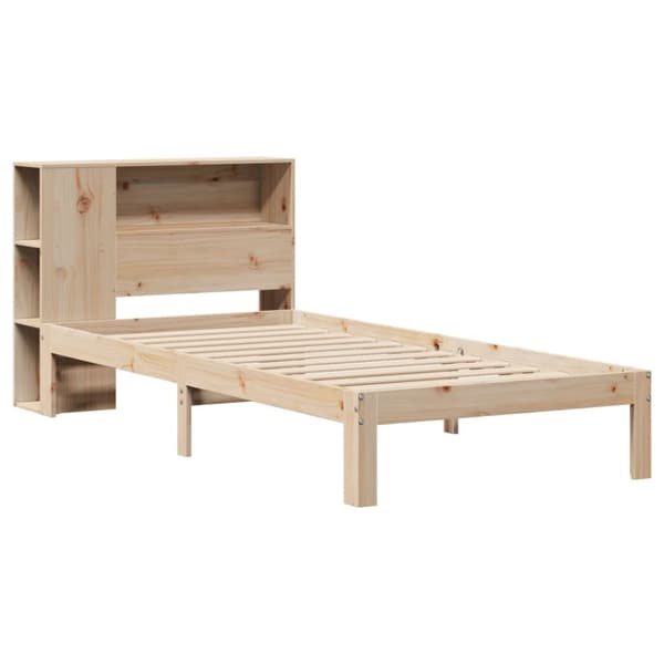 Sänky kirjahyllyllä ilman patjaa 75x190 cm täysi mänty