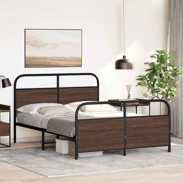 sengeramme 120x190 cm uden madras konstrueret træ brunt eg