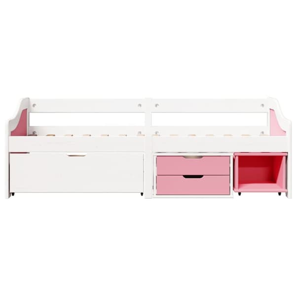 daybed med tre skuffer uden madras IRUN hvid&lyserød 90x200 cm