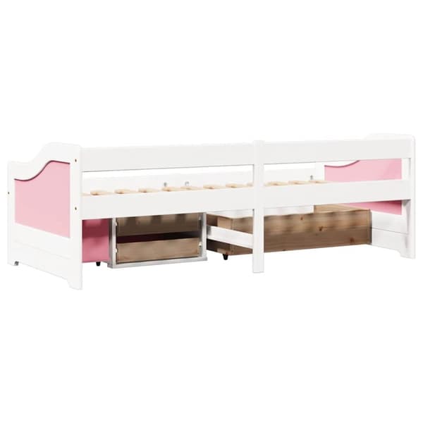 daybed med tre skuffer uden madras IRUN hvid&lyserød 90x200 cm