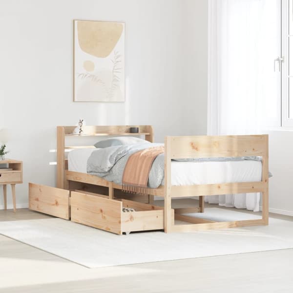 sengeramme uden madras 90x200 cm massivt fyrretræ