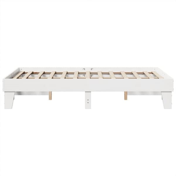 sengeramme uden madras 135x190 cm massivt fyrretræ hvid