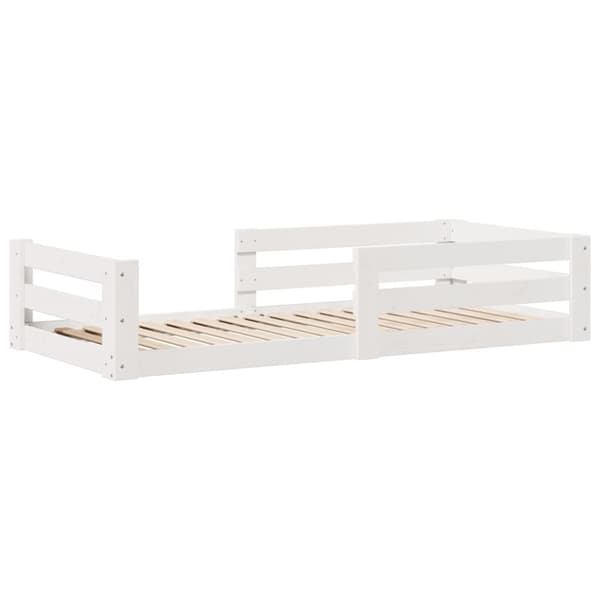 sengeramme uden madras 70x140 cm massivt fyrretræ hvid
