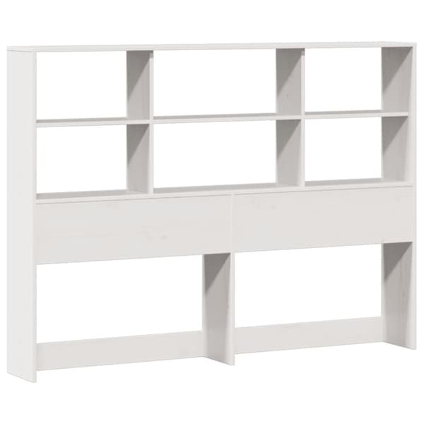Säng med bokhylla utan madrass vit 120x200 cm massiv furu