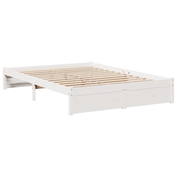 Säng med bokhylla utan madrass vit 120x200 cm massiv furu