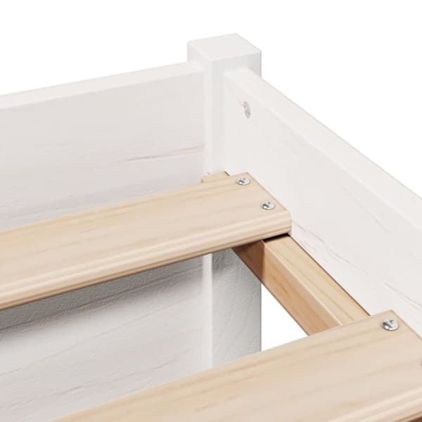 Säng med bokhylla utan madrass vit 120x200 cm massiv furu