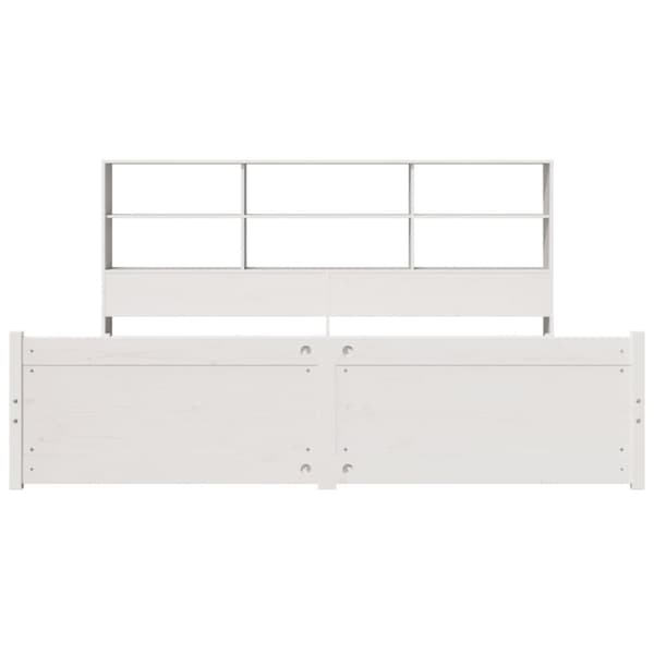 seng med reol uden madras 200x200 cm massivt fyrretræ hvid