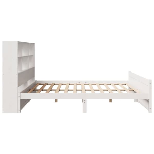 seng med reol uden madras 200x200 cm massivt fyrretræ hvid
