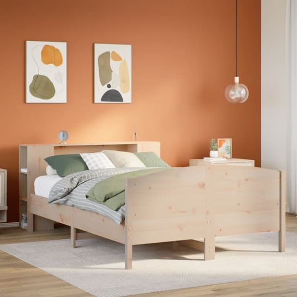 seng med reol uden madras 160x200 cm massivt fyrretræ
