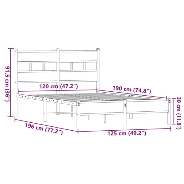 sengeramme 120x190 cm uden madras konstrueret træ brunt eg