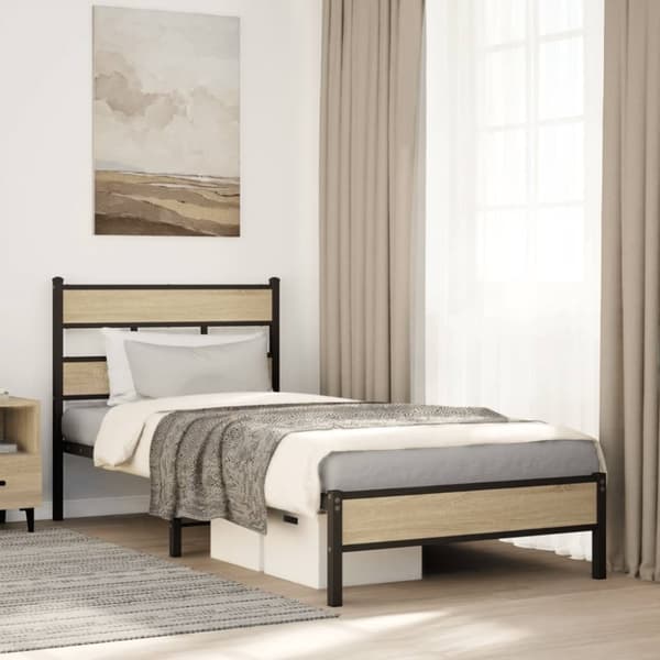 sengeramme 100x200 cm uden madras konstrueret træ sonoma-eg