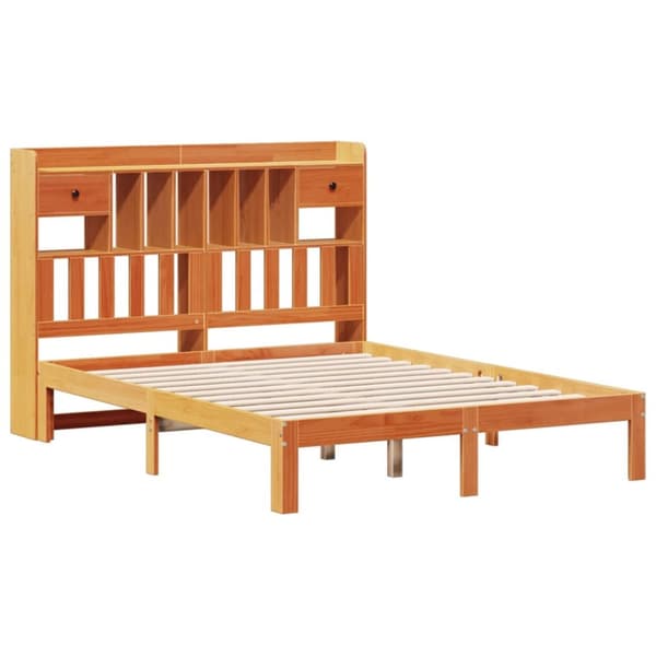 seng med reol uden madras 140x190cm massivt fyrretræ gyldenbrun