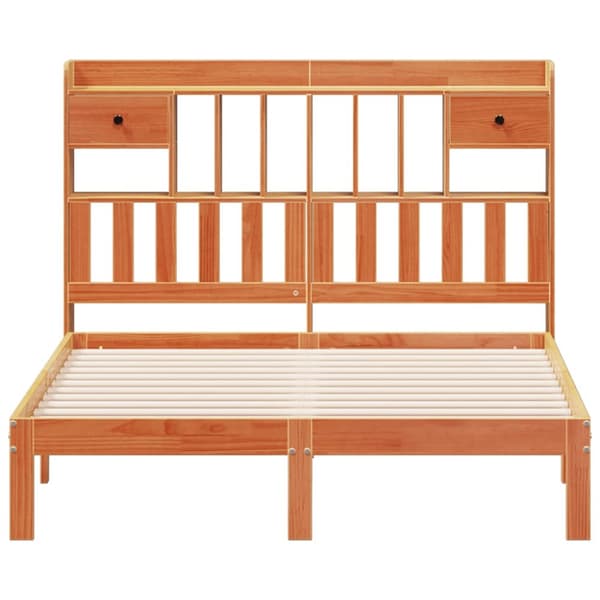seng med reol uden madras 140x190cm massivt fyrretræ gyldenbrun