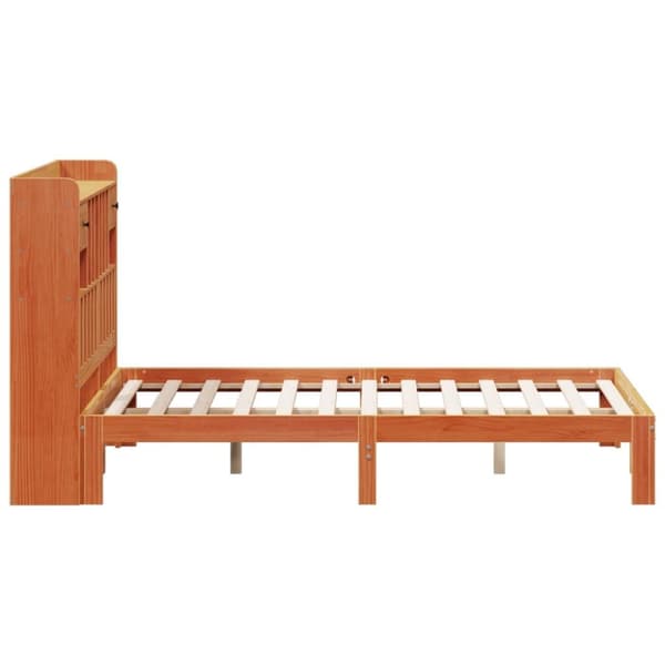 seng med reol uden madras 140x190cm massivt fyrretræ gyldenbrun