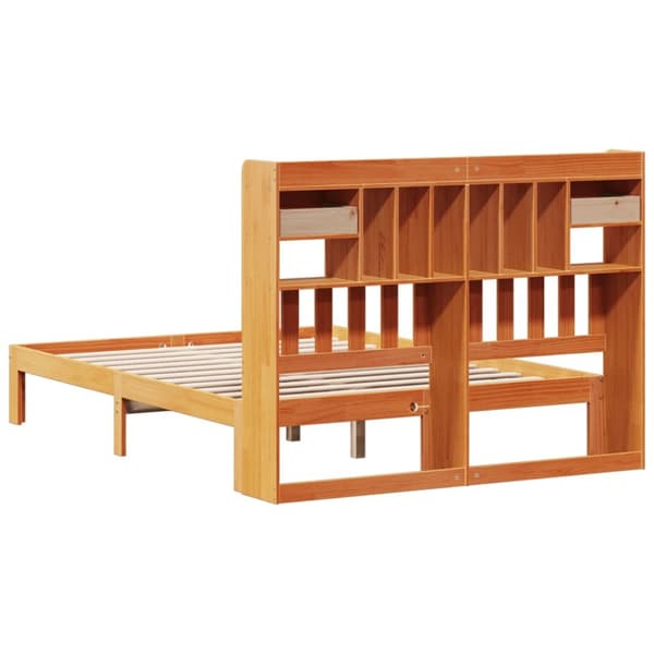 seng med reol uden madras 140x190cm massivt fyrretræ gyldenbrun