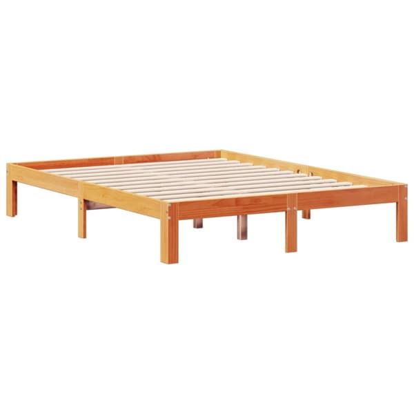 seng med reol uden madras 140x190cm massivt fyrretræ gyldenbrun