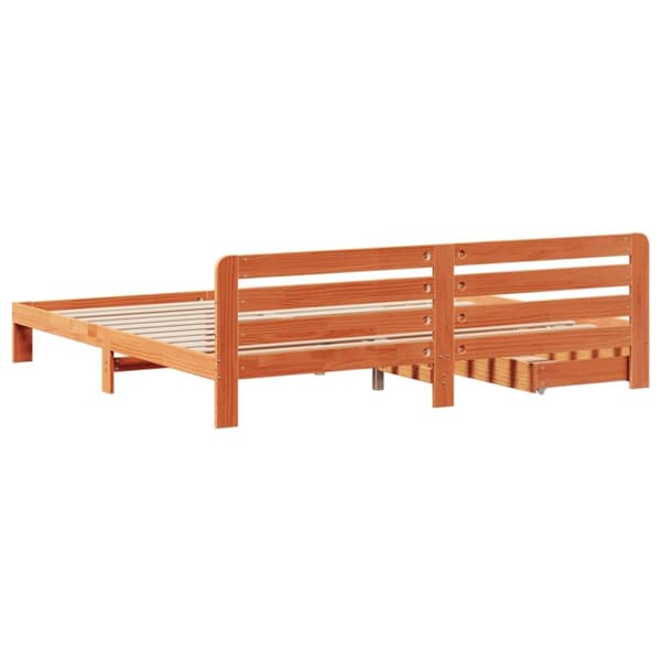 Sängynrunko ilman patjaa vahanruskea 200x200 cm täysi mänty