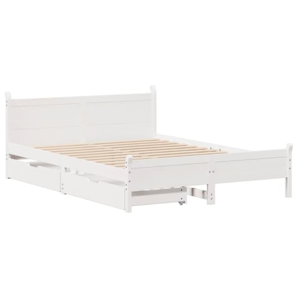 sengeramme uden madras 120x190 cm massivt fyrretræ hvid