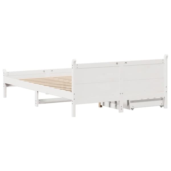 sengeramme uden madras 120x190 cm massivt fyrretræ hvid