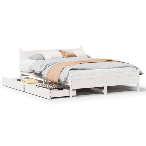 sengeramme uden madras 120x190 cm massivt fyrretræ hvid