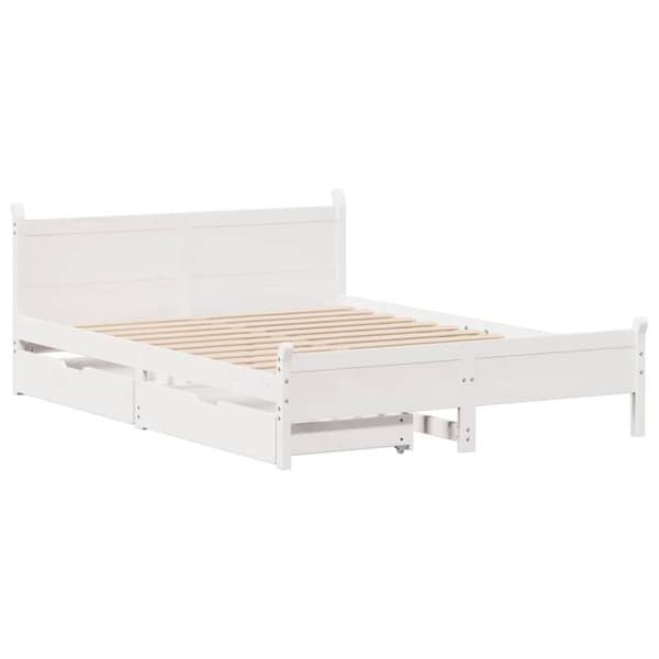 sengeramme uden madras 150x200 cm massivt fyrretræ hvid