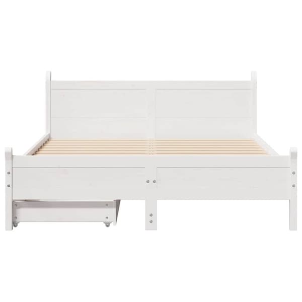 sengeramme uden madras 150x200 cm massivt fyrretræ hvid