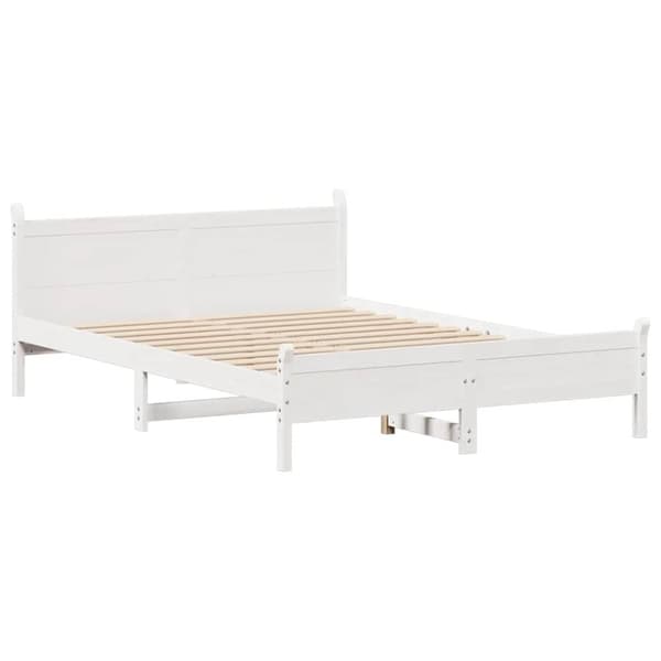 sengeramme uden madras 150x200 cm massivt fyrretræ hvid