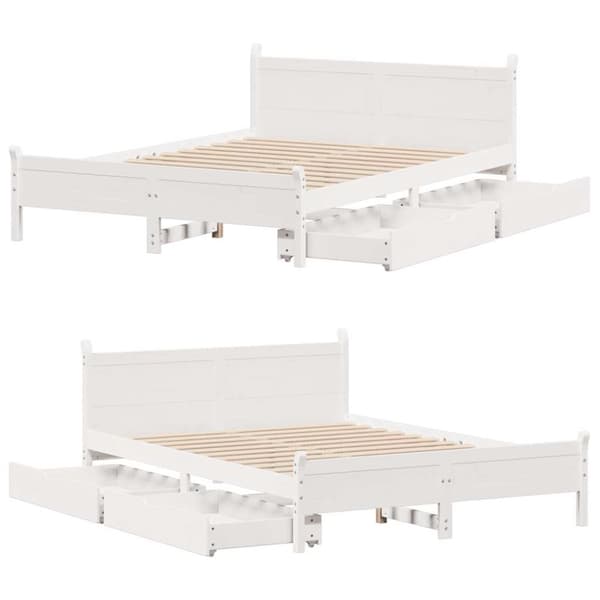 sengeramme uden madras 150x200 cm massivt fyrretræ hvid