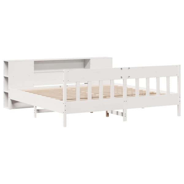 seng med reol uden madras 180x200 cm massivt fyrretræ hvid
