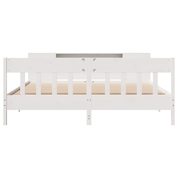 seng med reol uden madras 180x200 cm massivt fyrretræ hvid