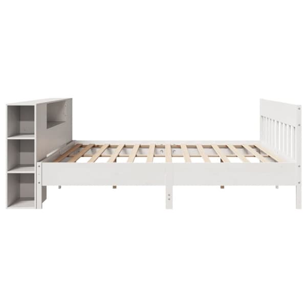 seng med reol uden madras 180x200 cm massivt fyrretræ hvid