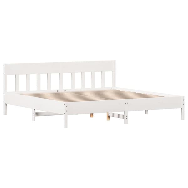 seng med reol uden madras 180x200 cm massivt fyrretræ hvid