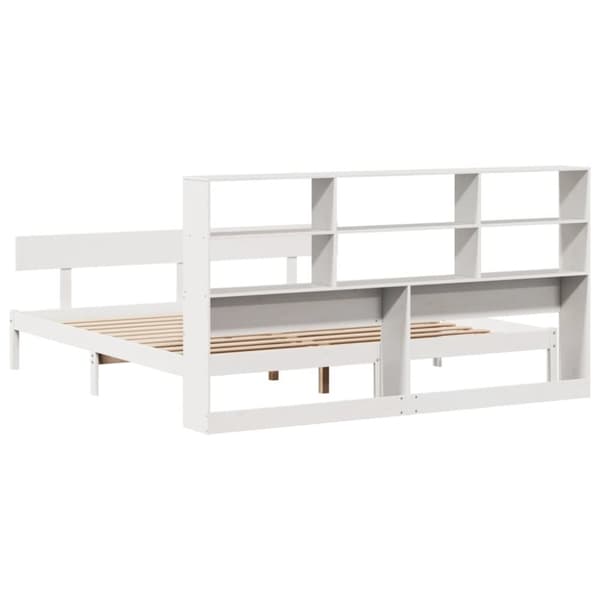 seng med reol uden madras 180x200 cm massivt fyrretræ hvid