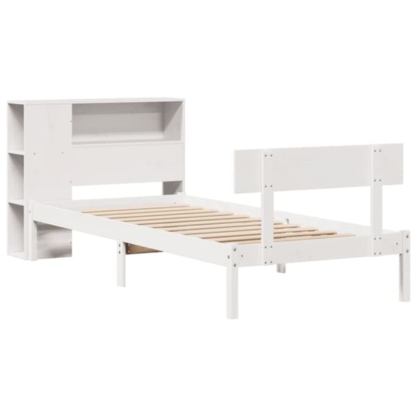 seng med reol uden madras 100x200 cm massivt fyrretræ hvid