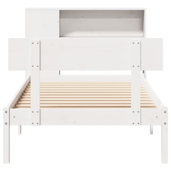 seng med reol uden madras 100x200 cm massivt fyrretræ hvid