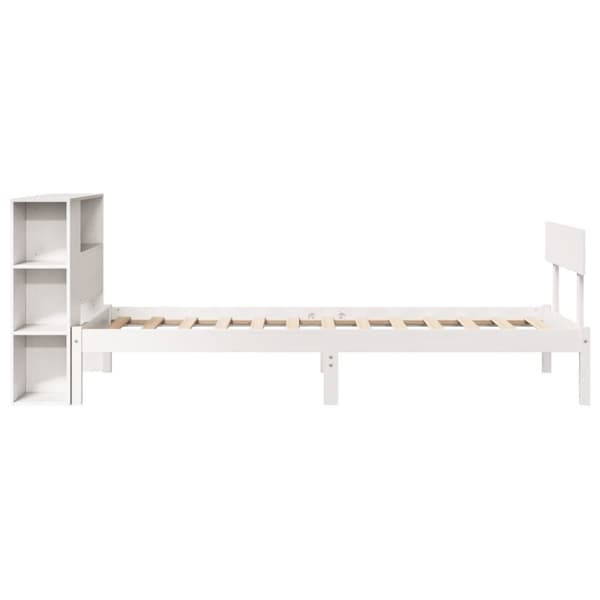 seng med reol uden madras 100x200 cm massivt fyrretræ hvid