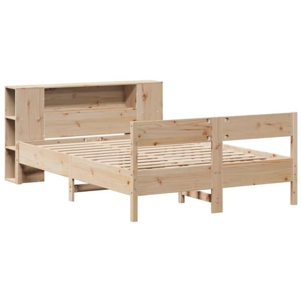Säng med bokhylla utan madrass 150x200cm massiv furu