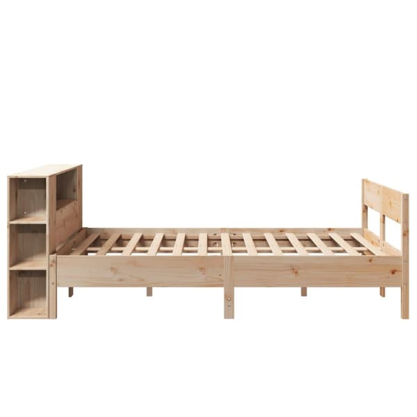 Säng med bokhylla utan madrass 150x200cm massiv furu