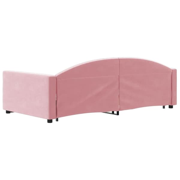 daybed med udtræk og skuffer 90x200 cm velour lyserød