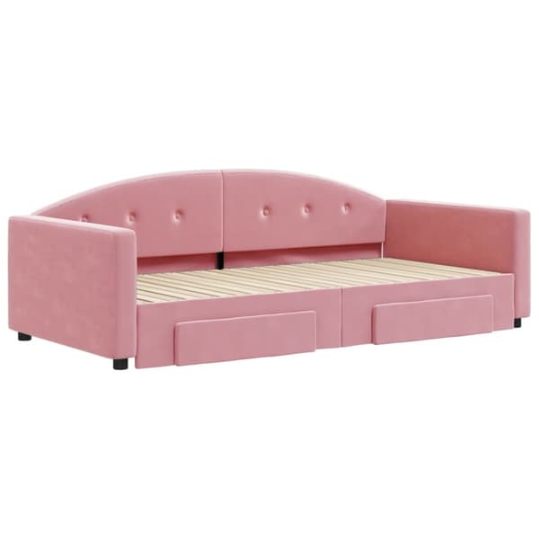 Dagbädd utdragbar med lådor rosa 100x200 cm sammet