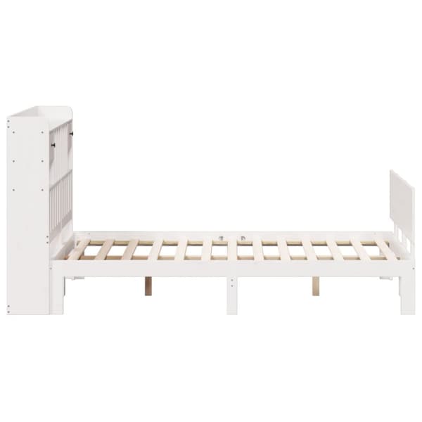 seng med reol uden madras 160x200 cm massivt fyrretræ hvid