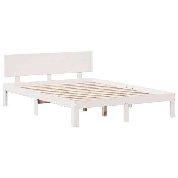 seng med reol uden madras 160x200 cm massivt fyrretræ hvid