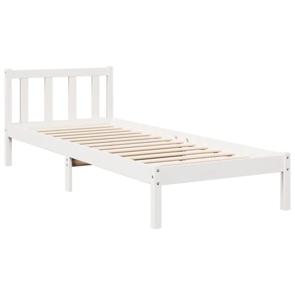 Sängynrunko erikoispitkä ei patjaa valk. 90x210 cm täysi mänty