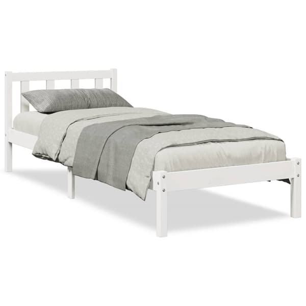 Sängynrunko erikoispitkä ei patjaa valk. 90x210 cm täysi mänty