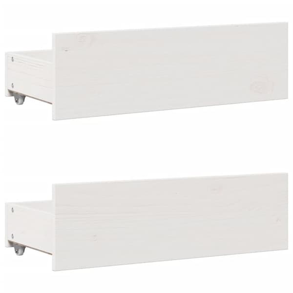 Säng med bokhylla utan madrass vit 75x190cm massiv furu