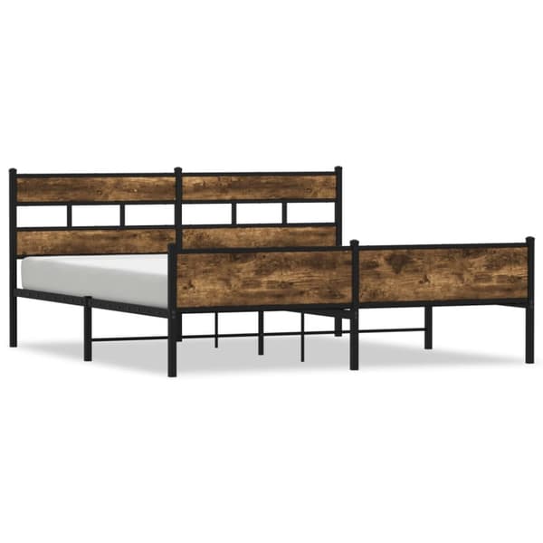 sengeramme uden madras 200x200 cm metal røget egetræsfarve
