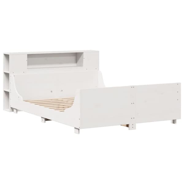 sengeramme uden madras 120x190 cm massivt fyrretræ hvid