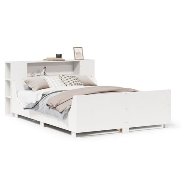 sengeramme uden madras 120x190 cm massivt fyrretræ hvid