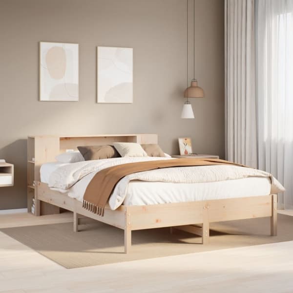 seng med reol uden madras 140x190 cm massivt fyrretræ